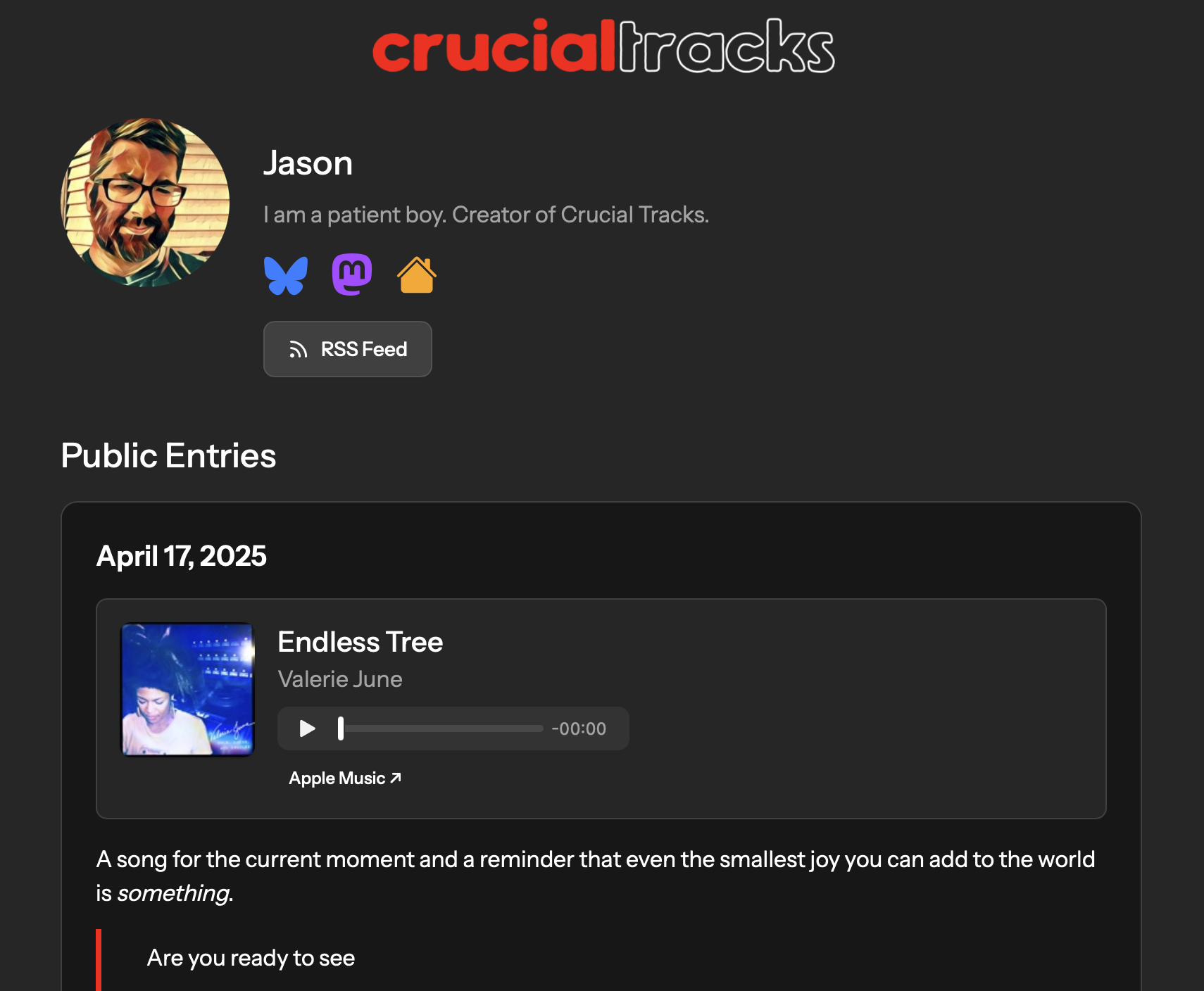 Crucial Tracks, the app