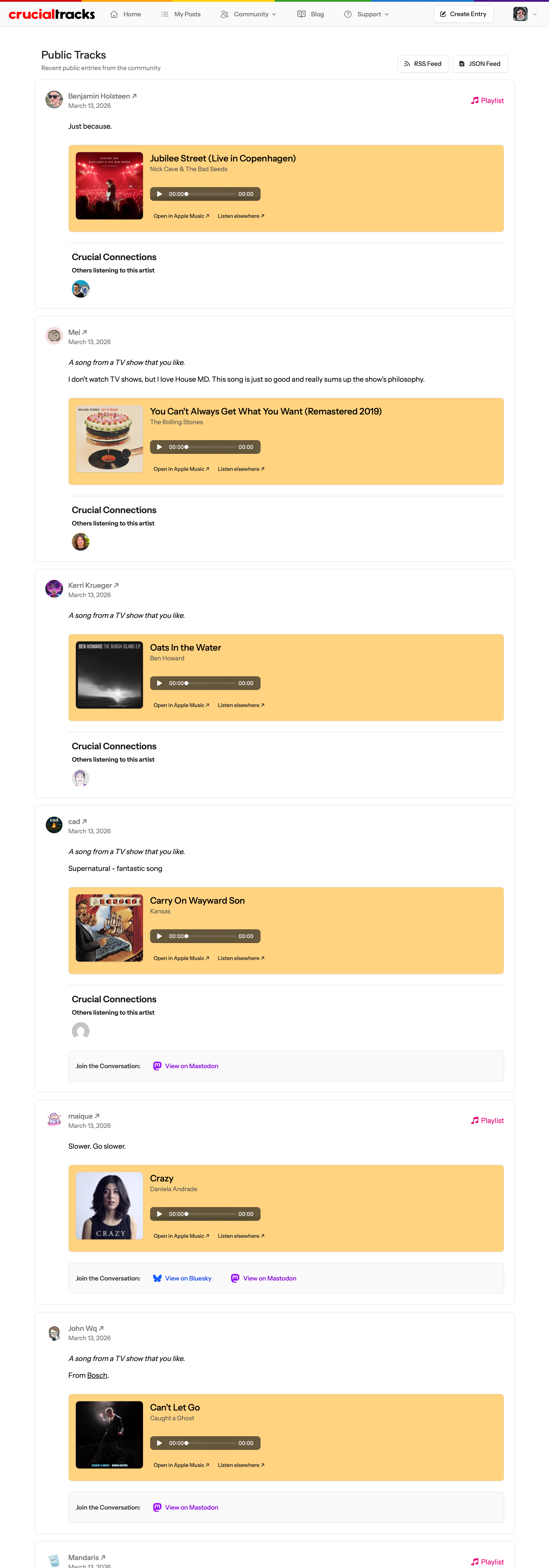 One song a day means a calm community feed and no FOMO.